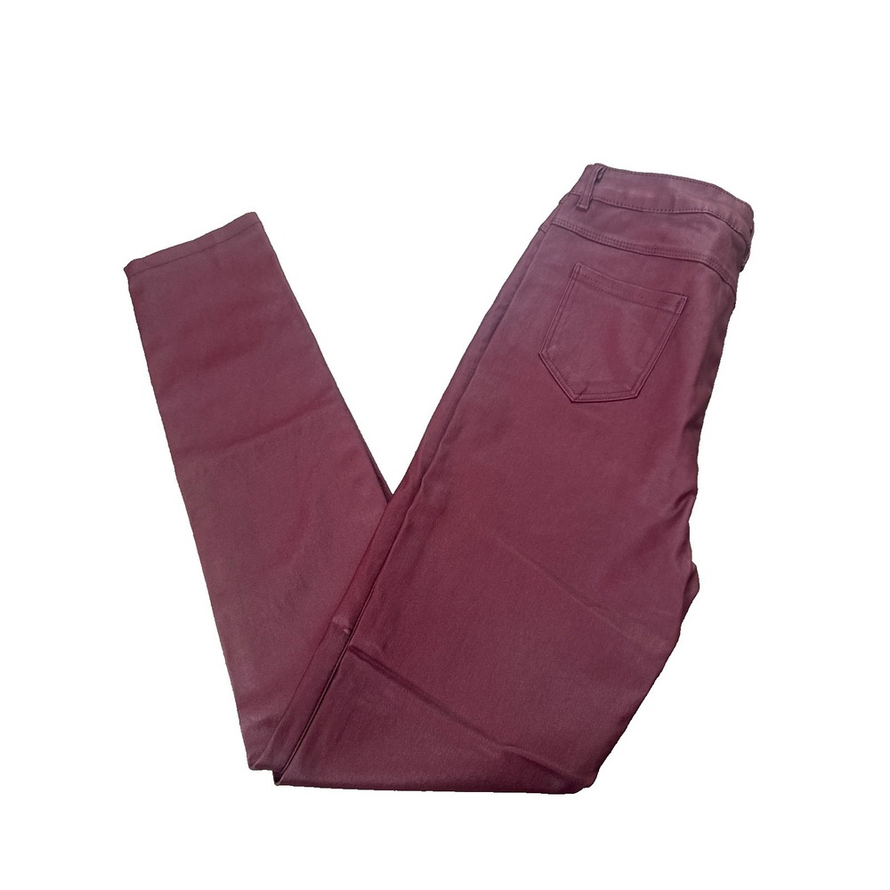 New‎ Apperloth Women's Burgundy Faux Leather Jeans Size Large Stretch Slim Fit